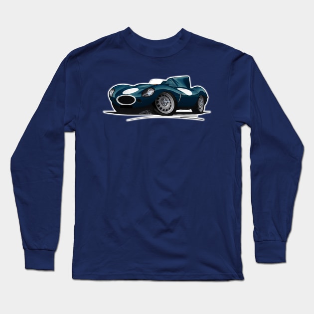 Jaguar D-Type (Racer) Dark Blue Long Sleeve T-Shirt by y30man5